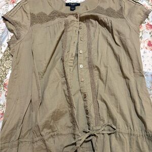 Nine West Olive Button-Down Shirt